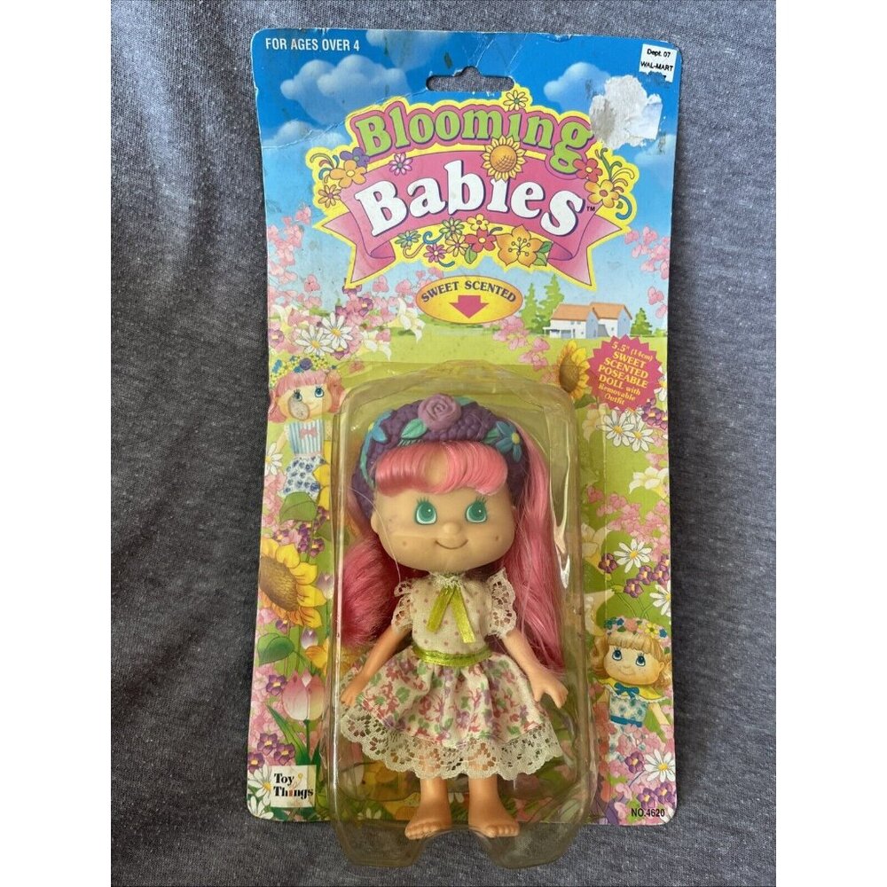 Vintage Blooming Babies Sweet Scented 5" Doll Figure Pink Hair 1997 Walmart NOS
